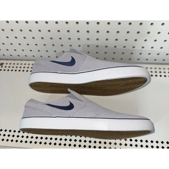 Nike SB Janoski+ Mens Suede Slip On Athletic Skate Shoes Size 8.5 Gray Blue
